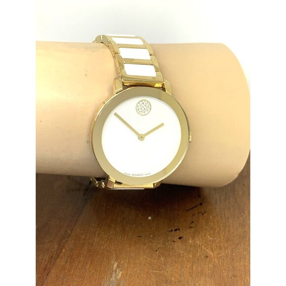Movado Womens Watch 3601238 Bold White Dial Gold Swiss Quartz Ceramic Steel 34mm main image 7